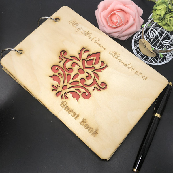Custom Wooden Wedding Guest Book,Wedding Sign Book for Couples