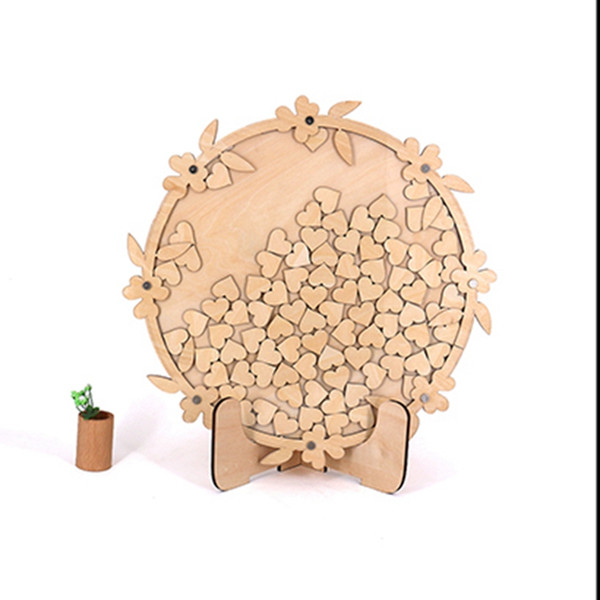 ultramodern garland design drop heart wood guestbook guest book wedding