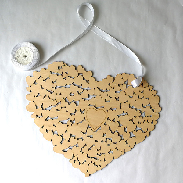 2018 HOT Unique Heart Shaped Wedding Hanging Guestbook Keepsake Decor Souvenir
