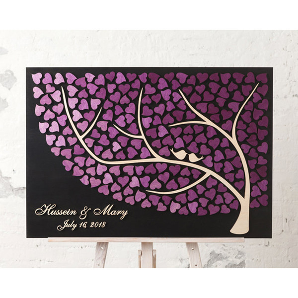 Personalized Tree Of Life Wedding Guest Book Alternative, 3D Wedding Guestbooks Tree, Unique Guestbooks With Love Birds