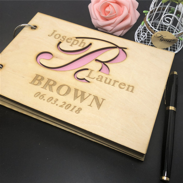 Modern Wedding Guest Book , Wooden Wedding Guestbook,Personalised Lettering Guest Book