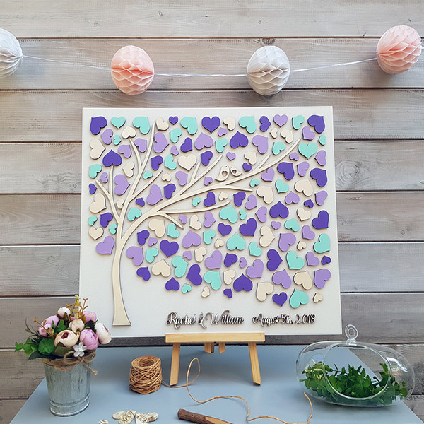 Personalized Wedding Guest Book Alternative Wood, Hearts Guestbooks Ideas, Tree Of Life Guest Book, Rustic 3D Wedding Guestbooks