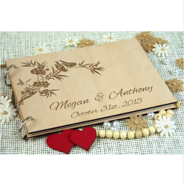 Wooden Wedding Guest Book, Rustic Guestbook,Laser Engraved Names Bride and Groom Wedding Guest Book, Personalized