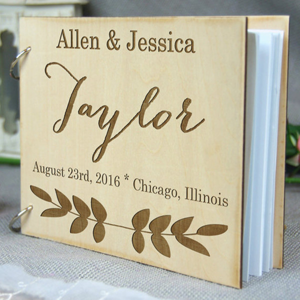 Rustic Guest Book Wedding Guestbook Natural Wood Guestbook Custom Engraved Mr and Mrs Last Name Wooden Wedding guest book