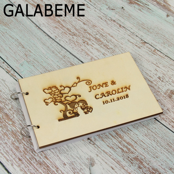 wholesale Customized wedding Wooden Guestbook Personalized Wedding Guest Books party favors Wedding Gift for Couple Rustic