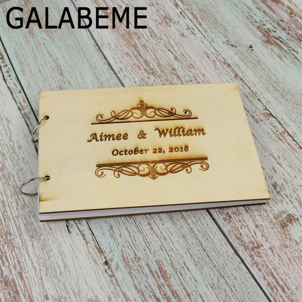 wholesale Personalised Wreath Wedding Guest Book Gift for Couples Rustic Guest Book Bridal Shower Gift Vintage Wedding book