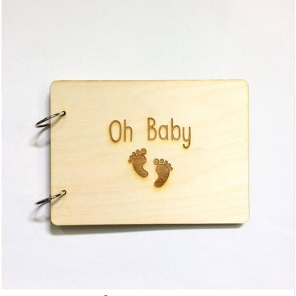 Custom Wooden Guest Book Baby Shower Photo Album Birthday Party Gift Personalised Oh Baby Wooden Kraft/White Guest Book