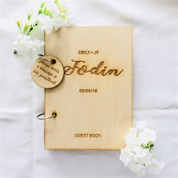 Personalised Wooden Wedding Guest Book Romantic Wedding Photo Album Rustic Guest Book