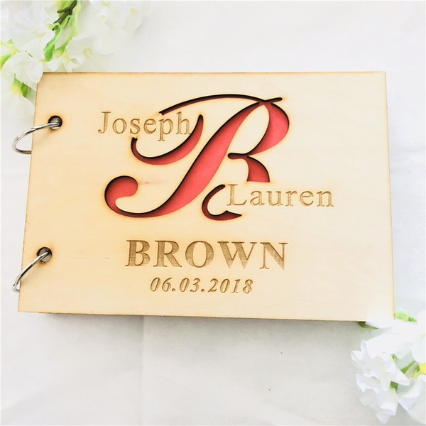 Personalised Wooden Guest Book Personalised Wooden Album Romantic Photo Album Script Book Rustic Guest Book Elegant Guestbook