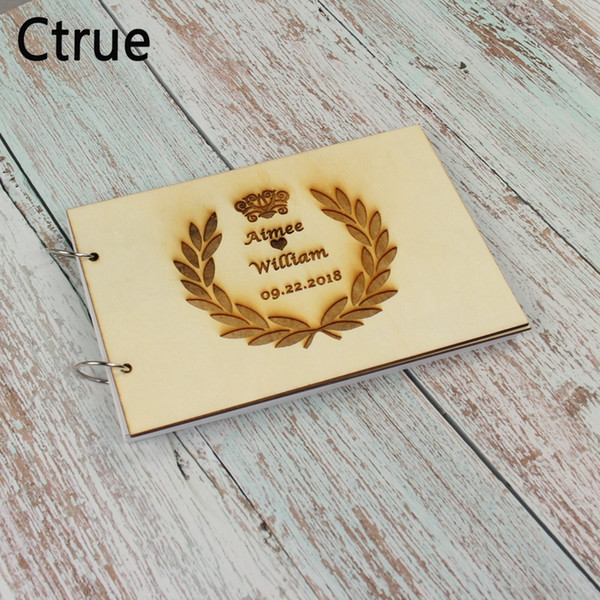 Wedding Guest Book Wooden Engraved Signature Book Personalized Name Date Wooden Guestbook livre d'or Personalised Guest Book