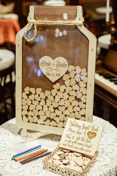 Personalized names date Wedding Mason jar Guest book Drop box,custom signature Guestbook alternative Guestbook Drop top boxes