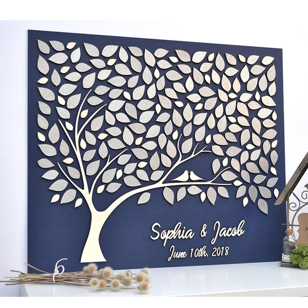 Custom 3D Wedding Guest Book Tree, Personalized Guestbooks Ideas, Unique Guest Book For Wedding, Rustic Guest Books Love Birds