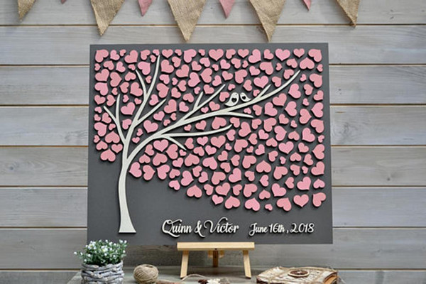 Personalized 3D Wedding Guest Book, Unique Guestbooks Tree, Custon Heart Guestbook Ideas, Rustic Bridal Shower Party Guestbook