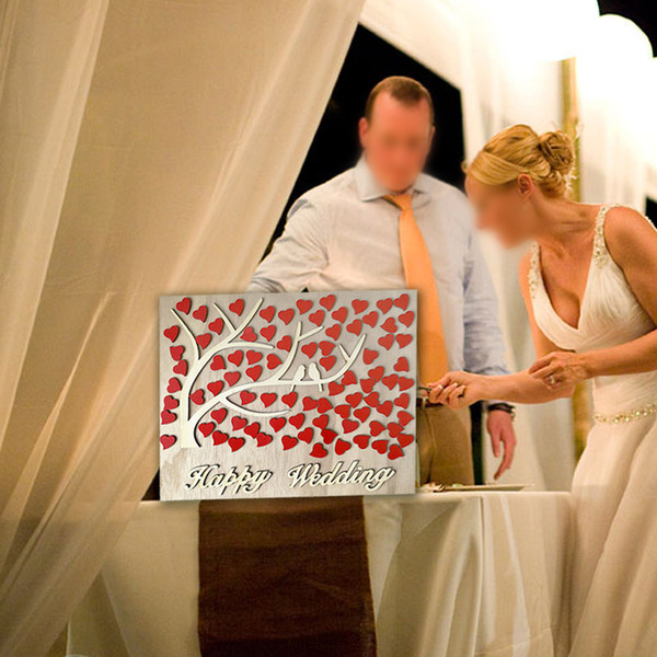 Wedding Wooden Guest Book Personalized Alternative 3D guestbook Tree of hearts