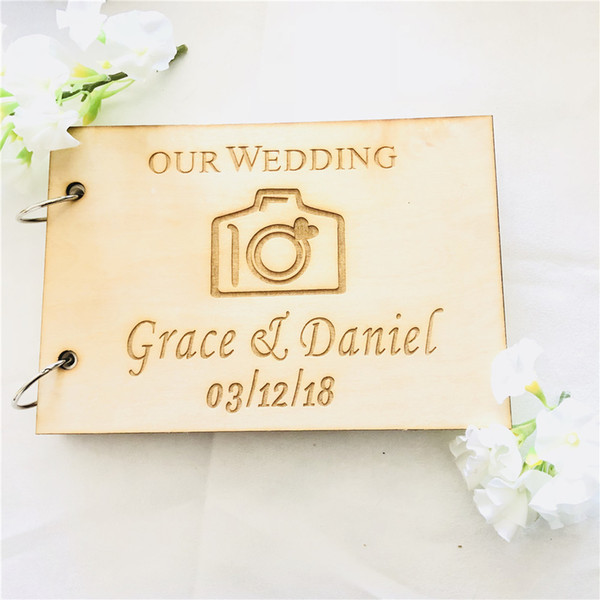 Handmade Wooden Wedding Guest Book Our Wedding Personalized Custom Bride&Groom Guest Books