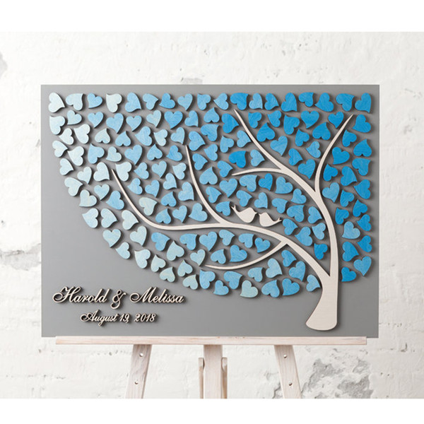 3D Wedding Guest Book Tree ,Personalized Couple Names Guestbooks,Unique Hearts Guest Book Ideas,Custom Wedding Guest Book Hearts