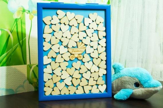 personalize wooden baby shower engraved Alternative Wooden guestbooks birthday party memory Drop box top signature guest books