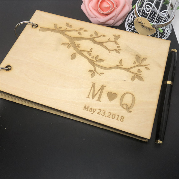 Custom Names Guest Book,Wedding Sign Book with Initials