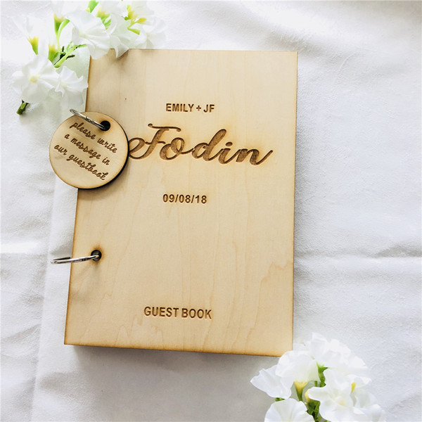 Custom Engraved Guest Book,Personalized Wodden Sign Book