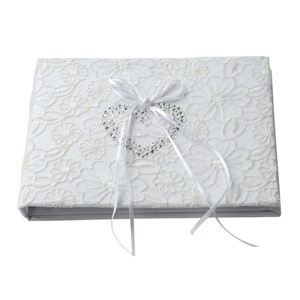 Guest Book White Lace Ribbon Sign Book for Wedding Engagement Party
