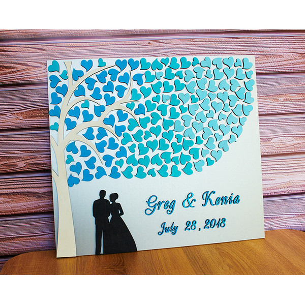 Personalized Wedding Guest Books Tree, Silhouette Guestbooks With Hearts, Custom 3D Wedding Guestbooks Ideas,Unique Guestbooks