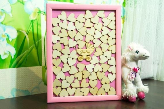 personalized baby shower birthday engraved Alternative guestbooks frames Christening memory drop box top signature guest books