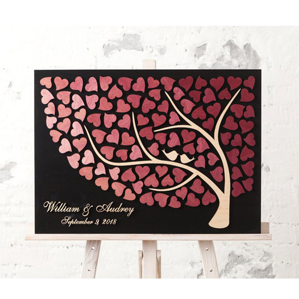 Personalized Wedding Guest Book Tree, Unique Wooden Guestbooks With Hearts, Custom 3D Guestbooks Ideas, Tree Of Life Guest Books