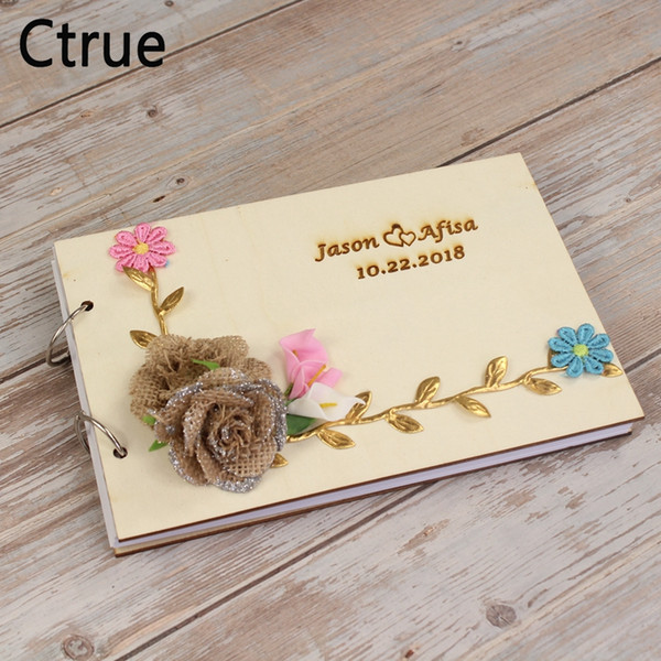 Personalised Wreath Wedding Guest Book Gift for DIY Couples Rustic Guest Book Bridal Shower Gift Vintage Wedding Wooden Book
