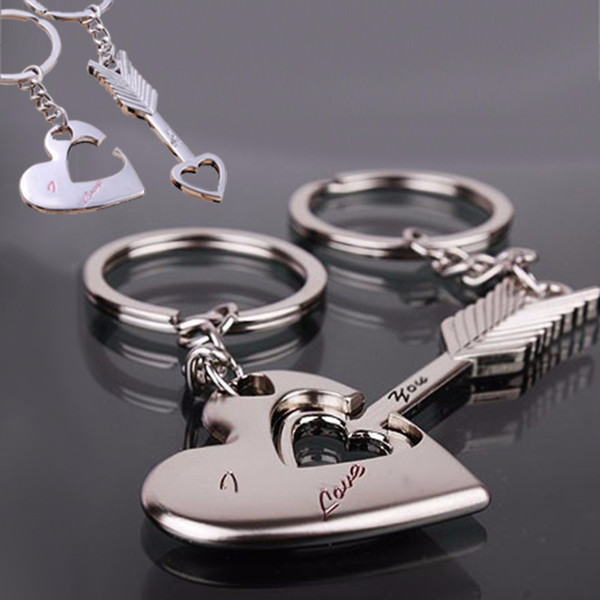 Alloy Keychain Cupid arrow couple key chain lovers pendant key ring key chain for lovers free shipping BY0000