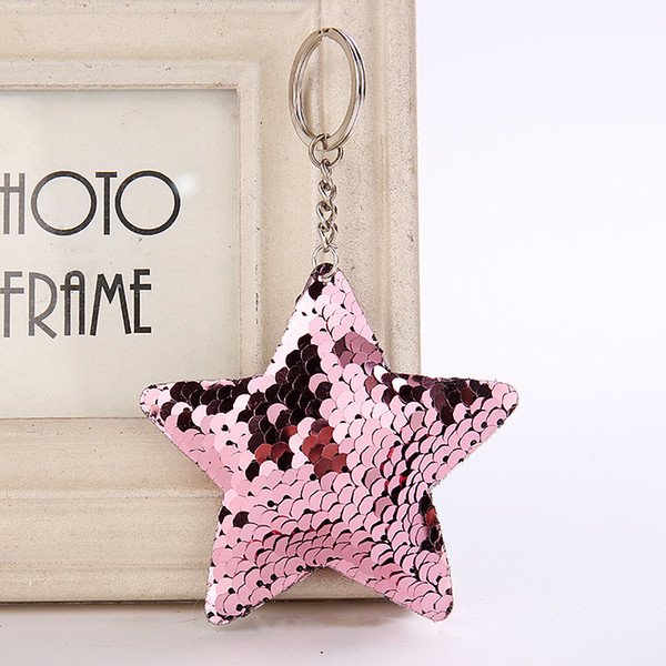 Hot Heart key rings Sequins Keychain Scale Keychains Bag Purse Alloy Pendant Key Chain
