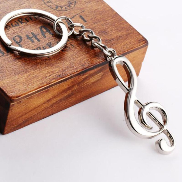 Promotion Treble Clef Musical Note Metal Keyring Novelty Music Notation note Key Chains Silver Bag Clip GIft