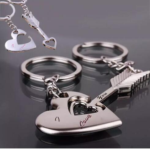 Alloy Keychain Cupid arrow couple key chain lovers pendant key ring key chain for lovers free shipping A080