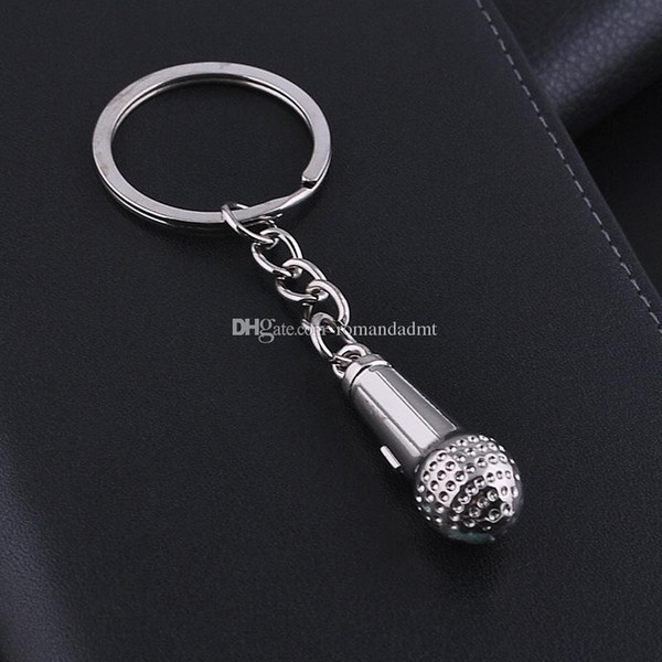 Microphone Alloy Key Chain Keychains Wedding Favors Baby Shower Party Gift Key Ring + DHL 