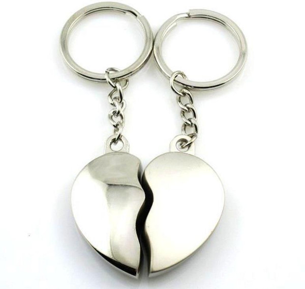 400pcs=200pairs/lot cute Metal heart Couple Key chains Love Keychains Key rings wedding souvenirs for guests