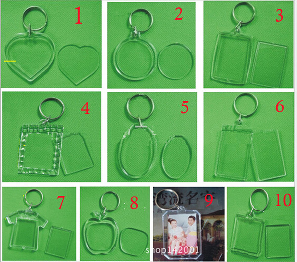 Blank Acrylic Round Circle Photo Keychain Insert Picture Personalized Keychains Cute lover couple Key Chain Wedding favor gift 10 style