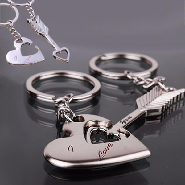 Alloy Keychain Cupid arrow couple key chain lovers pendant key ring key chain for lovers 
