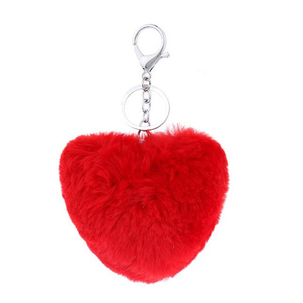 2016 Fashion Cute Rabbit Fur Ball Keychains 3D Car Rhinestone Key Chain Metal Key Rings Accessories Women Keyrings Bag Charm Pendant QLK200
