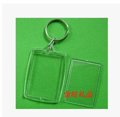Wholesale-100pcs Blank Acrylic Rectangle Keychains Insert Photo Keyrings (Key ring chain)2