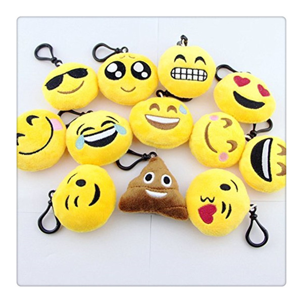 Wedding Keychains wedding gift Lovely Emoji Smiley keychains love keychainS Keychain Favors Mini Plush Pillows for 2016 Christmas gift