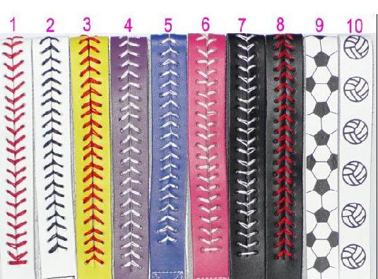 Free shipping new Arrival keychain 10pcs/lotYellow with Red Seamed Stitching Real Leather Softball Sports keychain