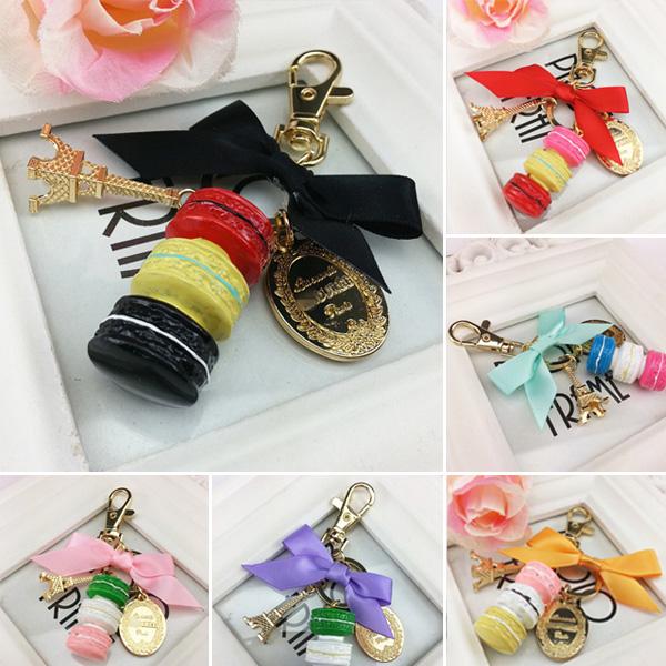 Macaron Keyring Cake Keychain Metal Key ring Chain Keyfob Detachable C00443 CAD