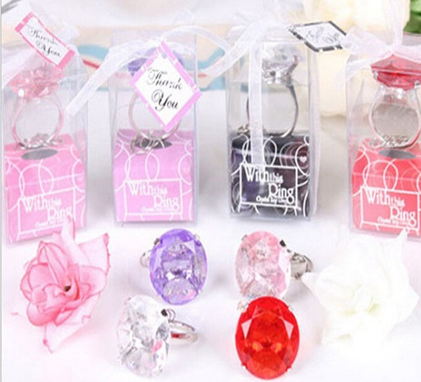 100pcs With this Ring Diamond Keychain White Key Chain Wedding Favors and gifts