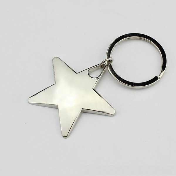 Five-Pointed Star Shaped Zinc Alloy key chain for Wedding, birthday, party, Christmas gifts Can be carve LOGO Metal key ring