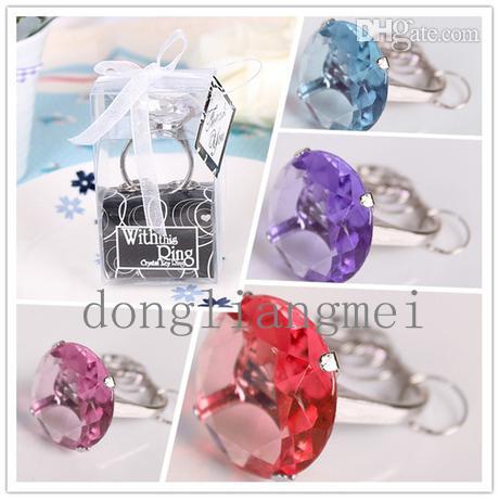 wedding favor gift With This Ring Engagement Ring Key Chain Novelty Giant Diamond Keychain Jewelry Gift Box #Z48