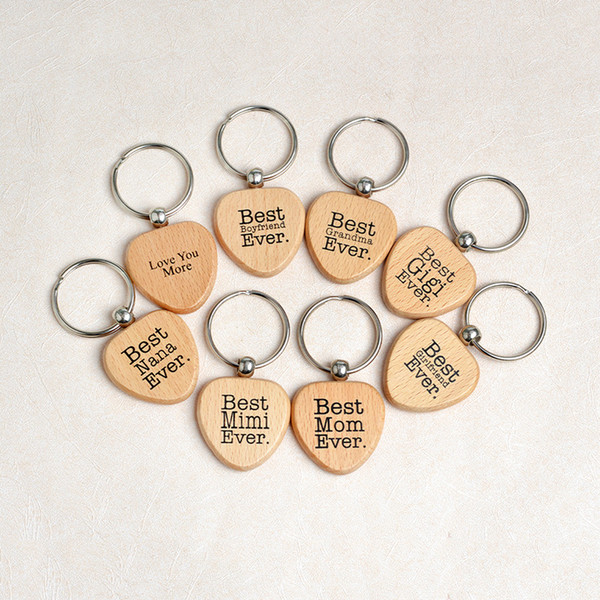 2019 FEIS Hotsale wooden heart shape Key Ring Best Boy friend/Nana/Gigi /Mom ever /Girfriend /Grandpa