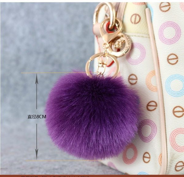 2017 Real Rabbit Fur Ball Keychain Soft Fur Ball Lovely Gold Metal Key Chains Ball Pom Poms Plush Keychain Bag Earrings Accessories