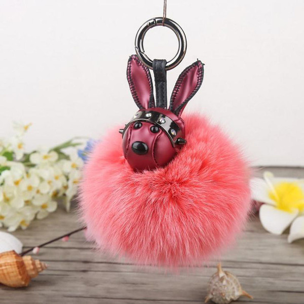 Space Rabbit Pendant real fur grass fox fur ball Plush lady lady bag ornament car key chain ornament