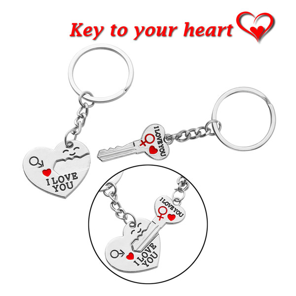 100 Pair HOT Metal Lovers Heart Key Chains For Car Keys Keyring Charm 