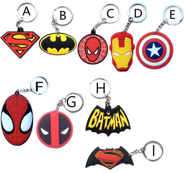 Superhero Iron Man superman batman spiderman deadpool mask One Direction Zelda KeyChain keyrings bag hangs Movies key rings wedding favors