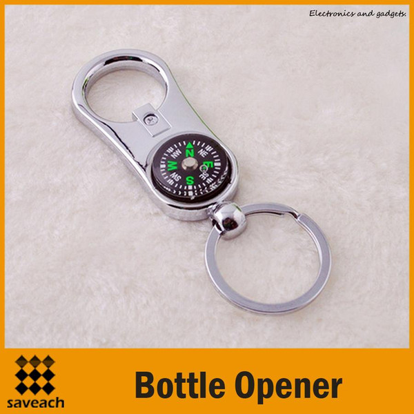 Wholesale - Creative Personalized Compass Bottle Opener Keychain Key Ring Alloy Keychain Valentines Gift Wedding Favor Supplies